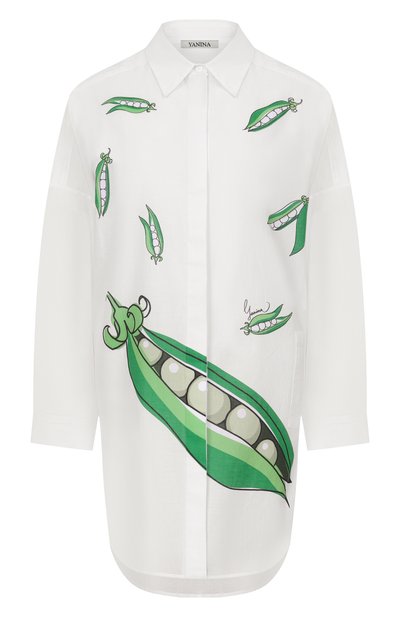 White shirt with peas print