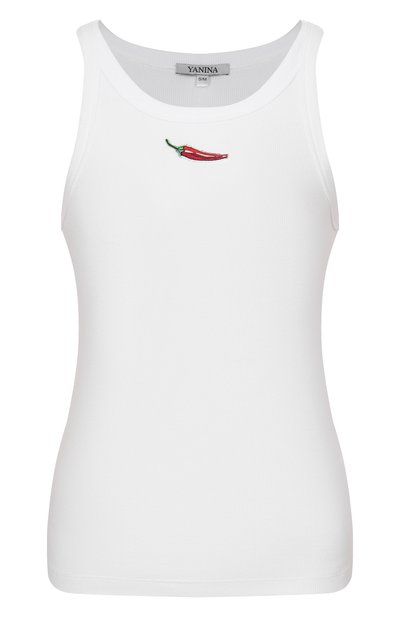 White T-shirt with pepper embroidery