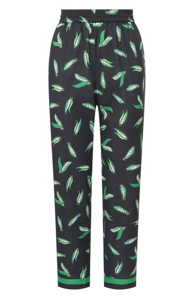 Black trousers with a pea print