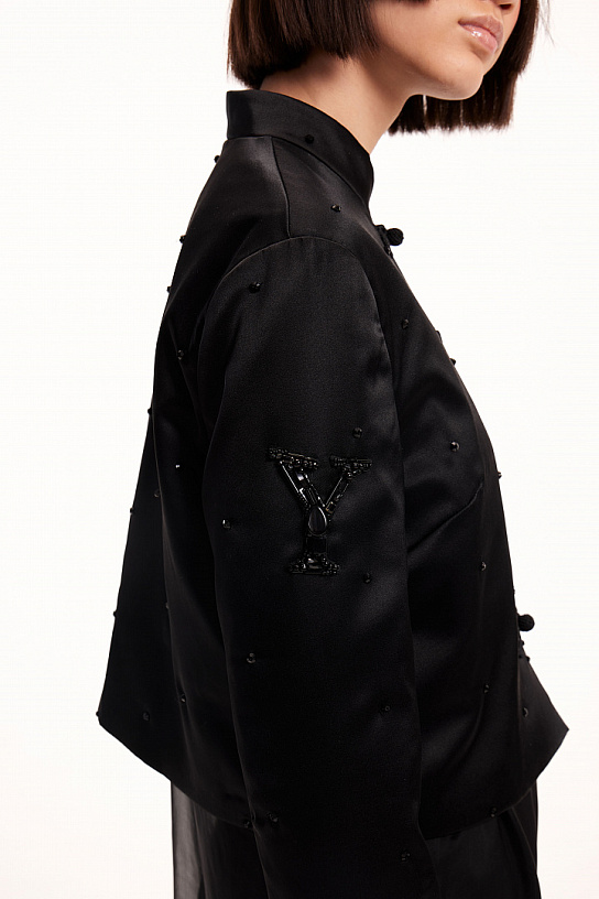 Black silk suit