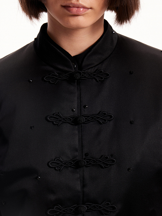 Black silk suit