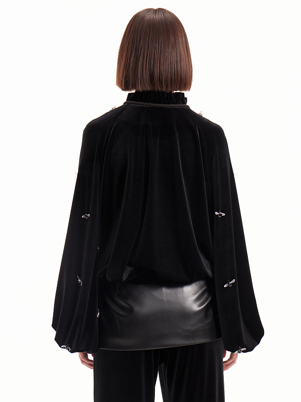 Black eco-leather basque skirt