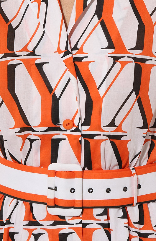 Lawn dress with orange 