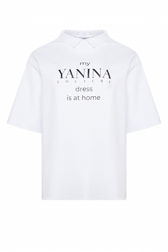 White futer sweatshirt with short sleeves