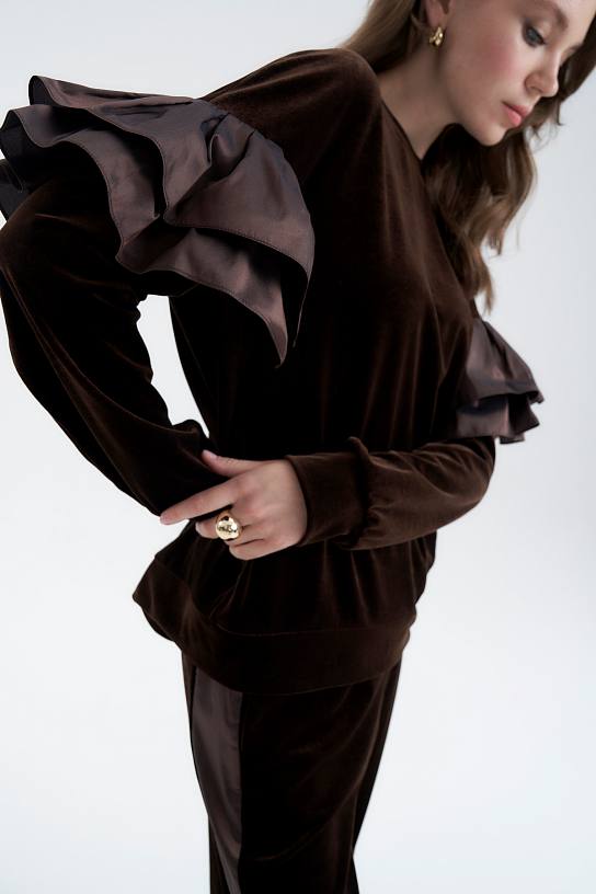 Brown velvet suit