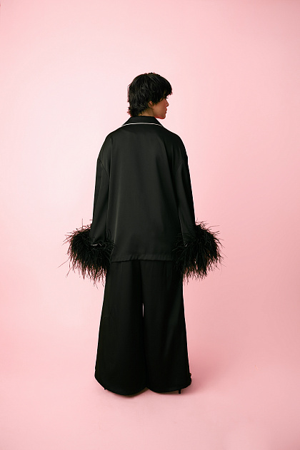 Black eco-leather trousers