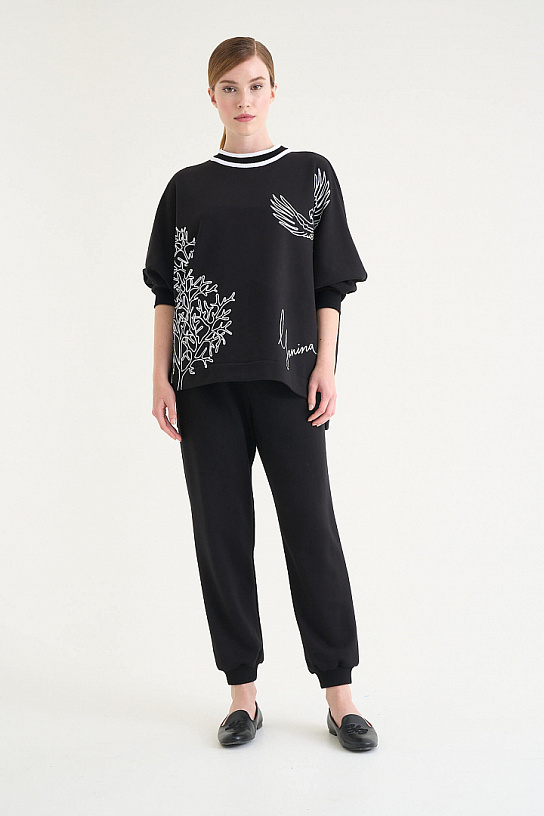 Women's black sweatshirt from a footer with print