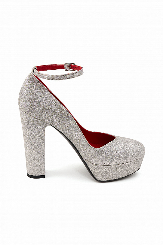 Women's platform shoes with gray glitter