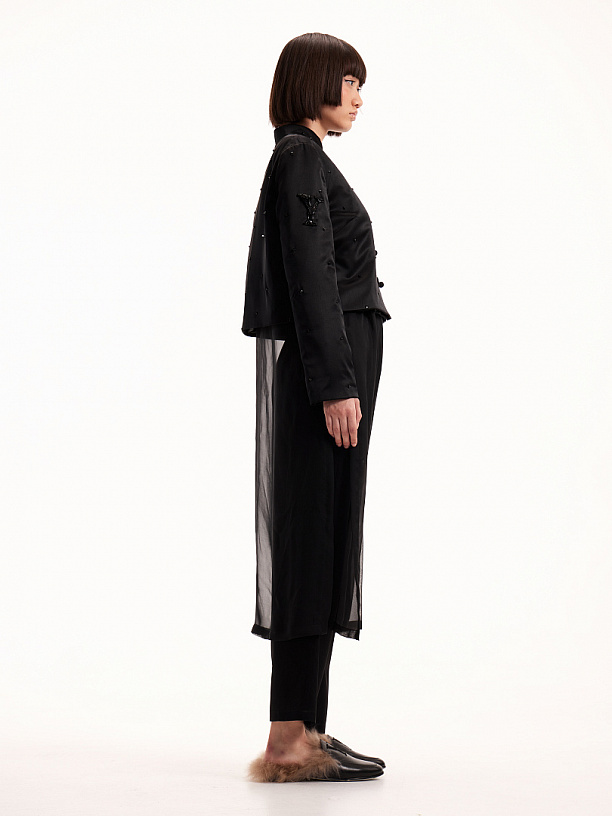 Black silk suit