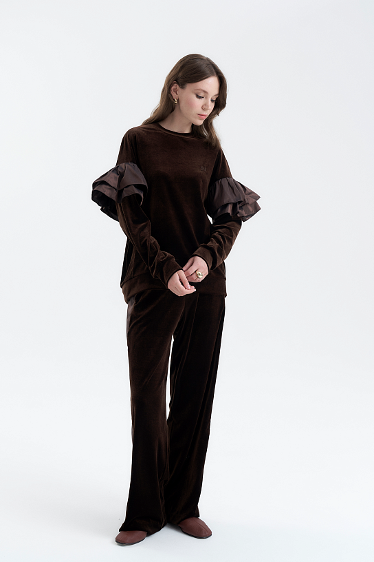 Brown velvet suit