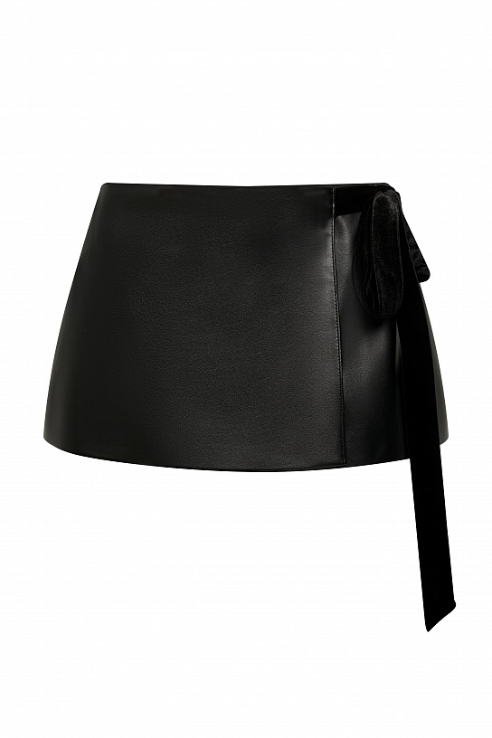 Black eco-leather basque skirt