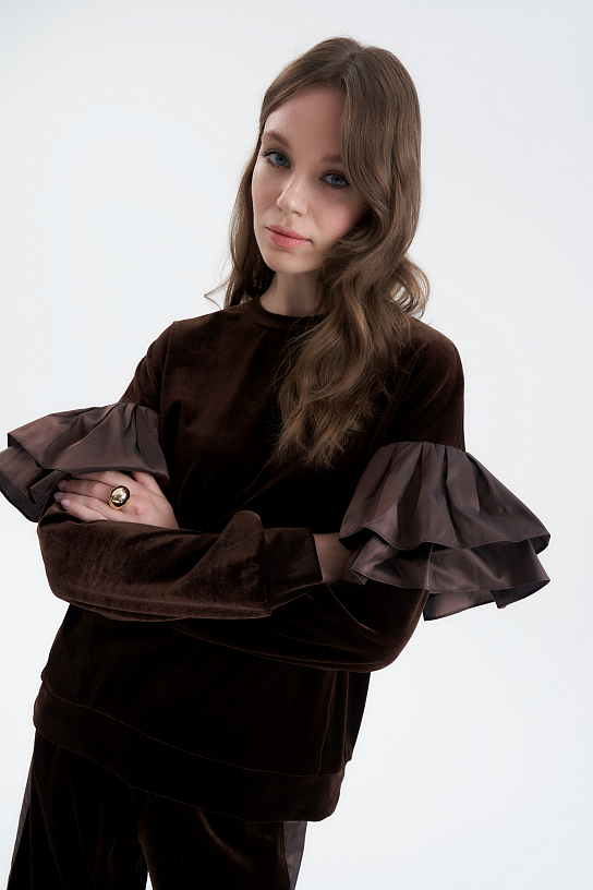 Brown velvet suit