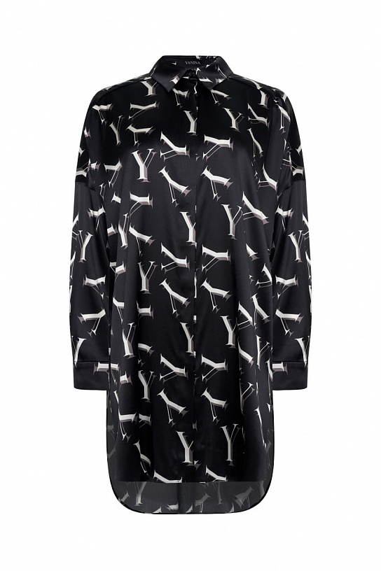 Black silk print shirt