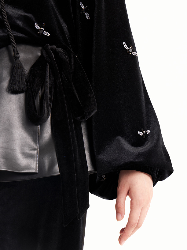 Black eco-leather basque skirt