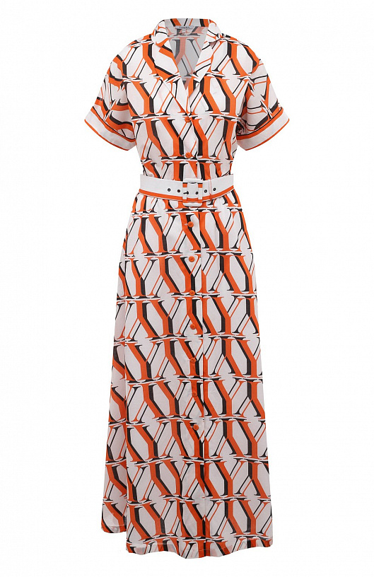 Lawn dress with orange 