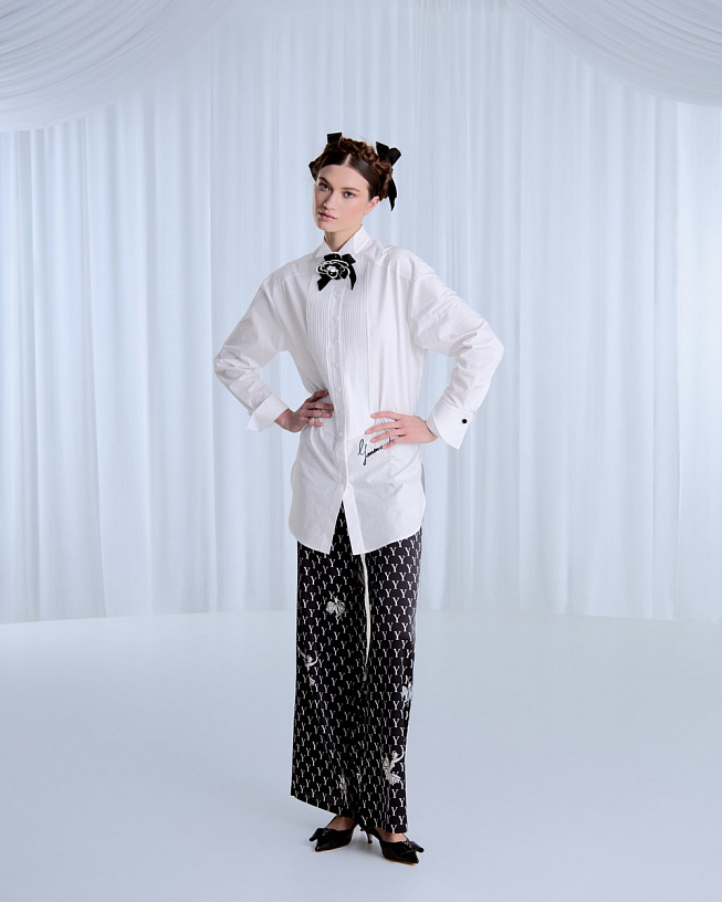 Black silk trousers