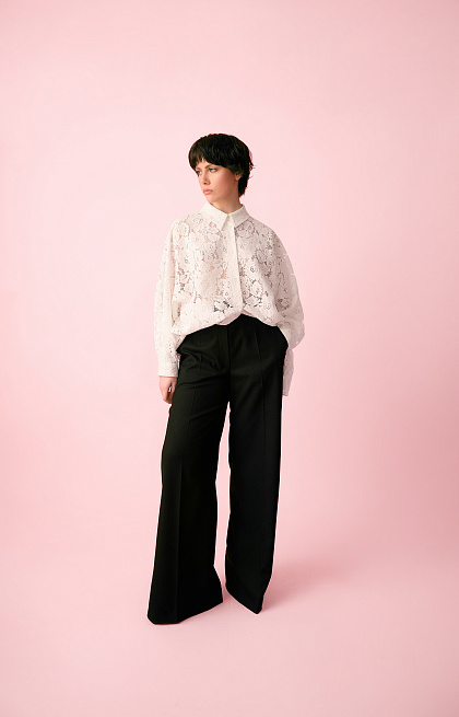 Trousers are black