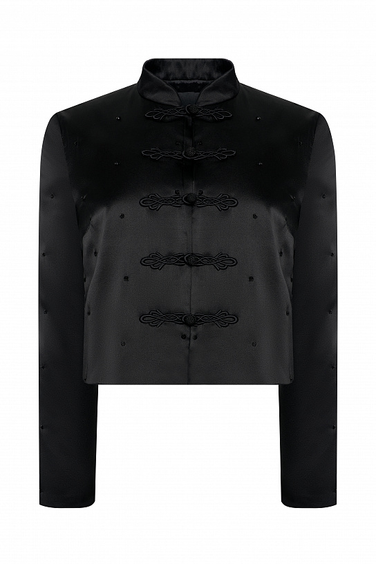 Black silk suit