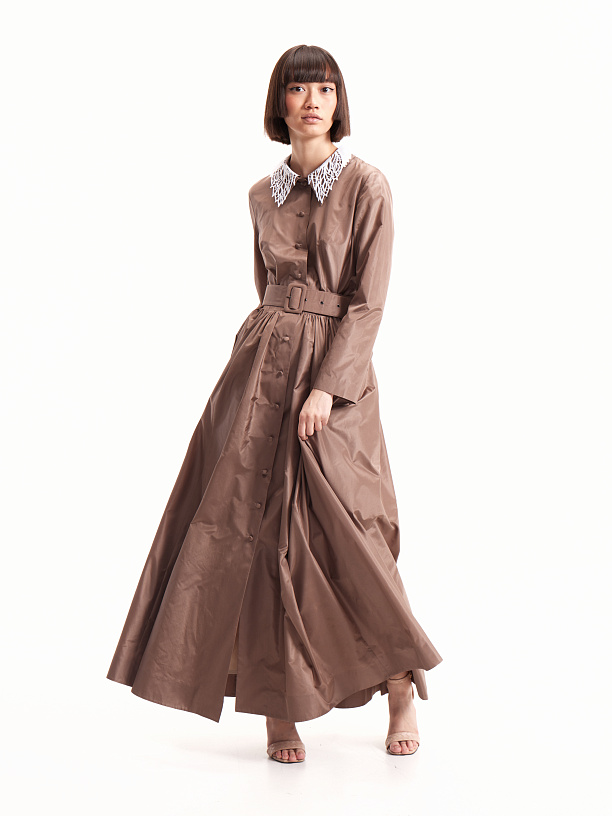Brown taffeta dress