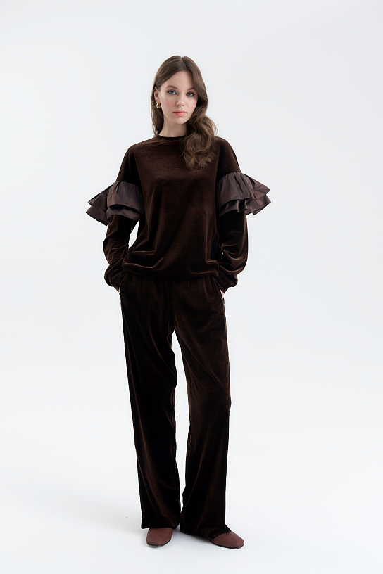 Brown velvet suit