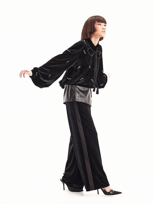 Black eco-leather basque skirt